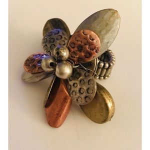 Vintage Silver Brass and Goldtone Ring